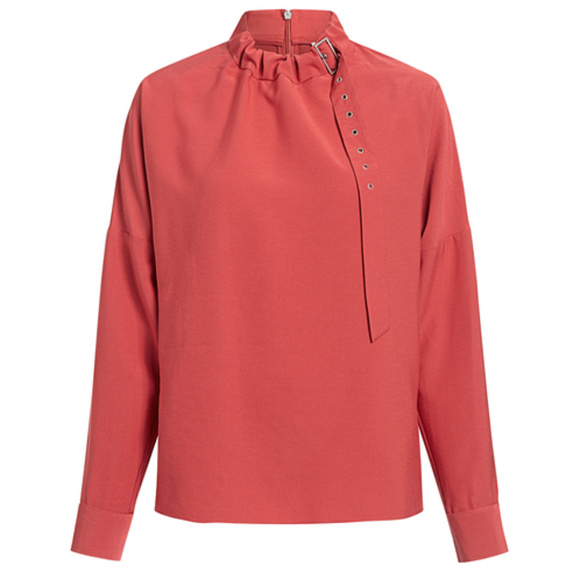 Tibi Tops - TIBI Viscose Twill Buckle High Neck Dolman Blouse